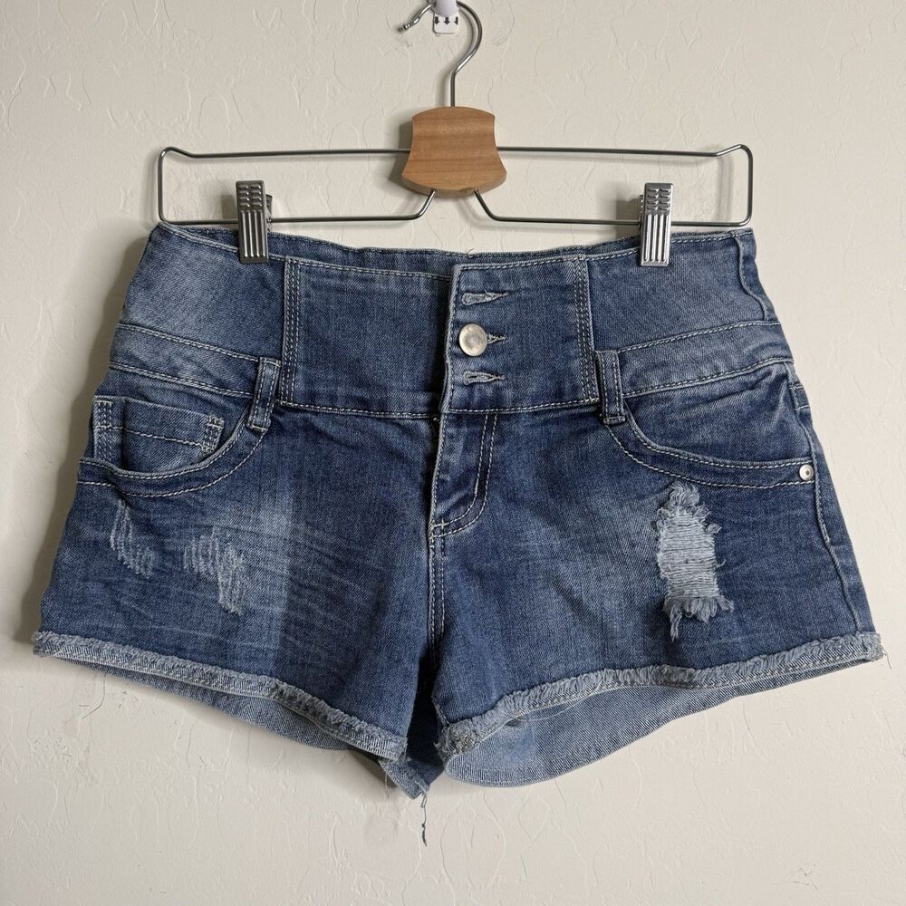 No Boundries Vintage Juniors Sz 11 Y2K Denim Micro Low Rise Jean Shorts Festival